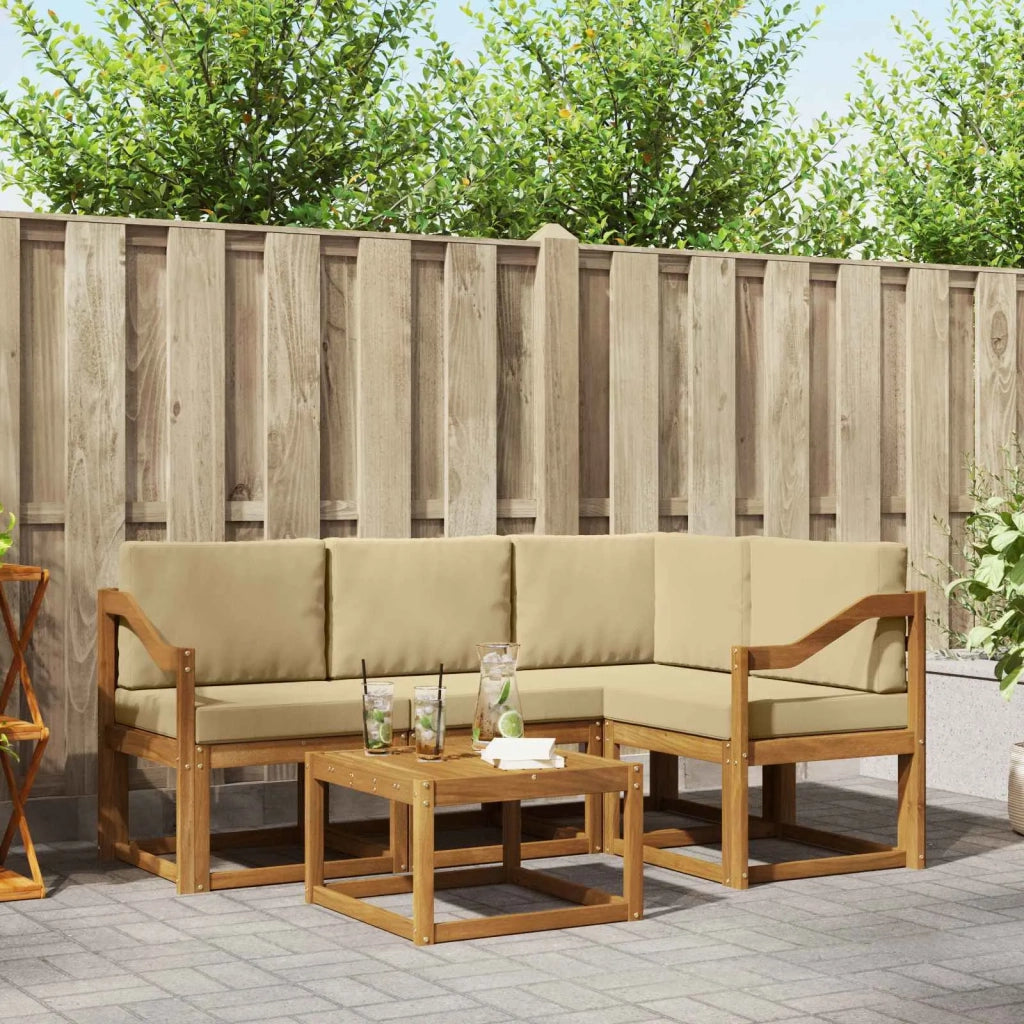 Set di divani da esterno con cuscino 5 pcs Naturale e Beige