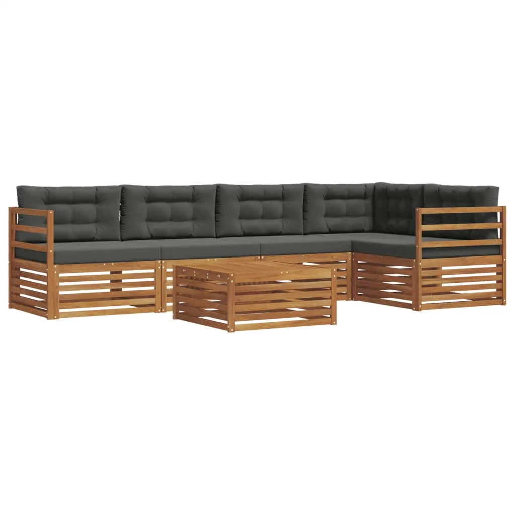 Set di divani da esterno con cuscino 6 pcs Naturale e Antracite