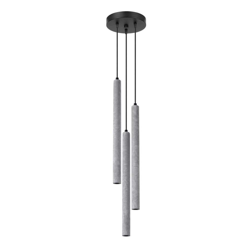 Lampada a sospensione in cemento grigio tonda 3xG9 Velino