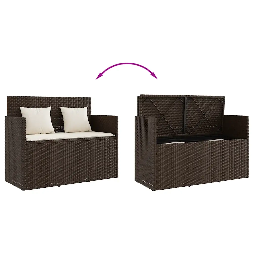 Panca da Giardino con Cuscini-Sgabello-Panca da esterno Marrone in Polyrattan 838107