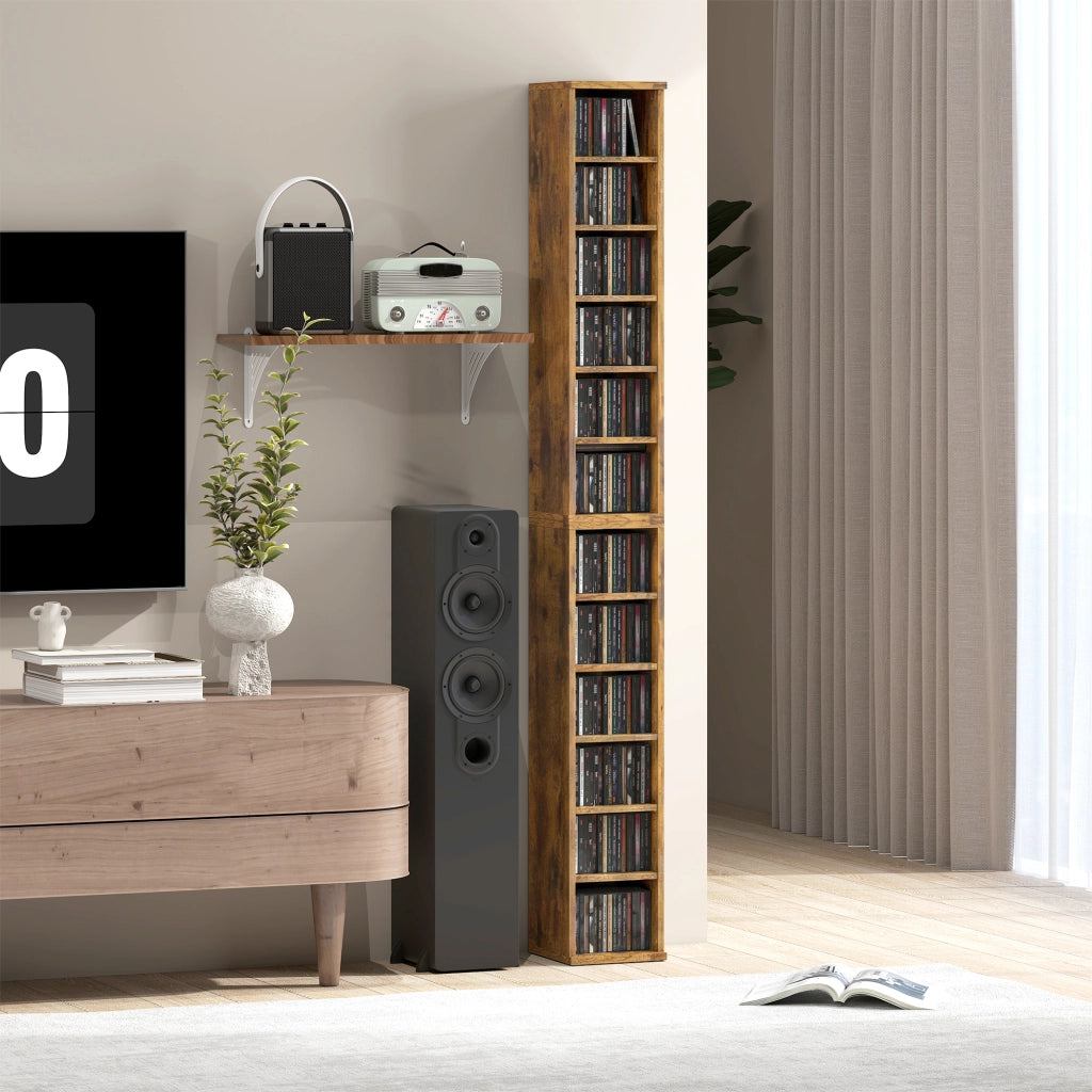 Armadio per CD e DVD ¨C zephmum ¨C marrone 21x22.5x88.5 cm
