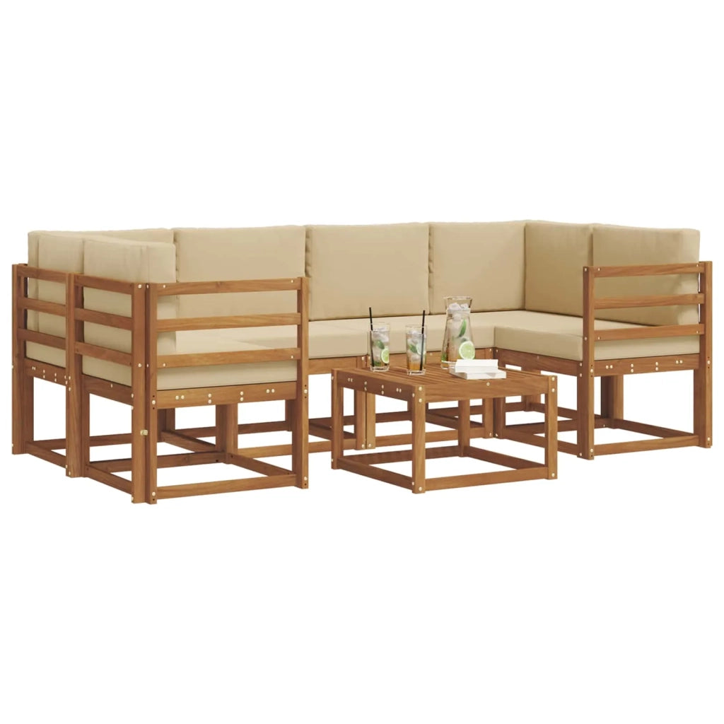 Set di divani da esterno con cuscino 7 pcs Naturale e Beige