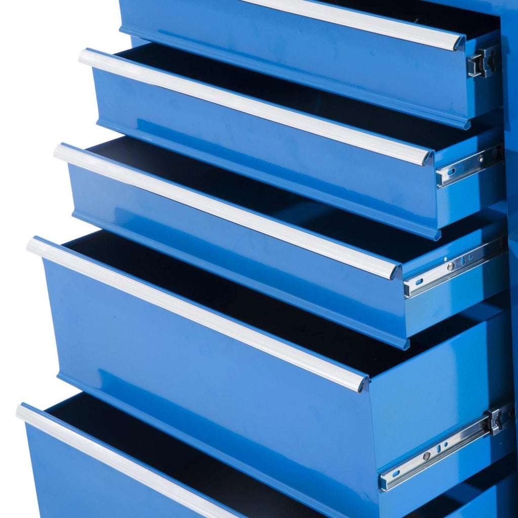 Carrello Porta Utensili da Officina con Cassettiera Azzurro 61.5x33x85 cm