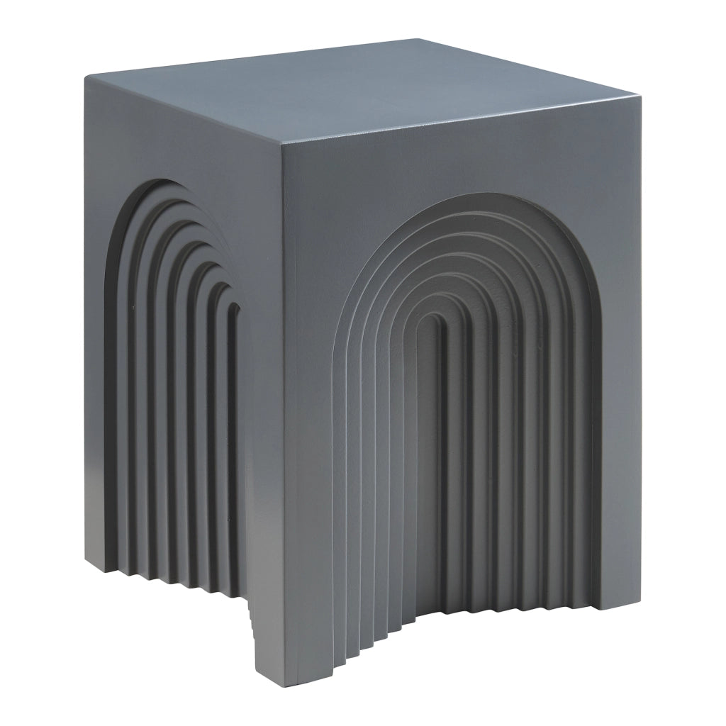 Tavolino Cubo Elverumn con Design Arcuato 45x35x35 cm Grigio [en.casa]