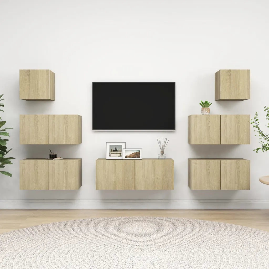 Set di Mobili Porta TV 7 pz-Set di 7 Credenza per TV Rovere Sonoma in Legno Multistrato 858935