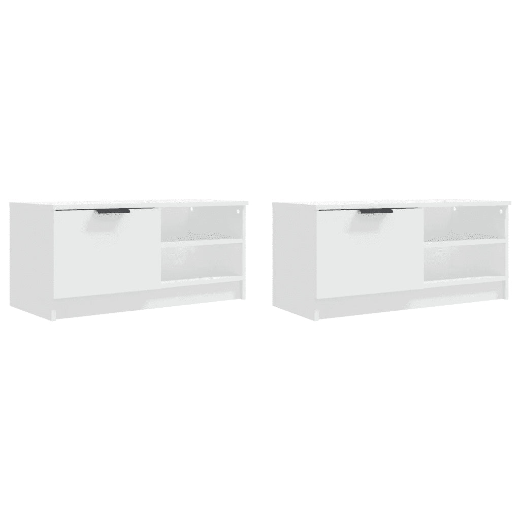 Mobili Porta TV 2 pz Bianchi 80x35x36,5 cm in Legno Multistrato cod mxl 20826
