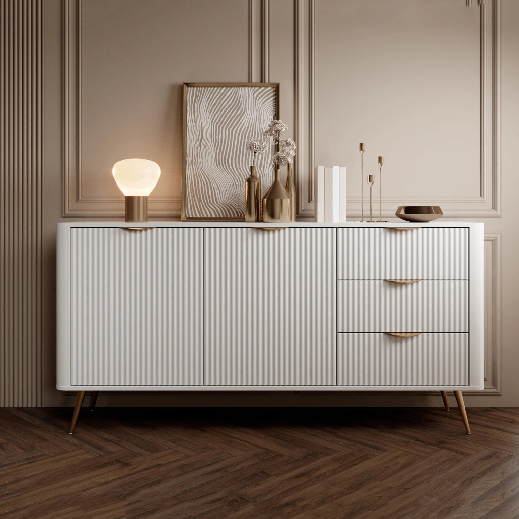 Madia Halilala, Credenza 3 Cassetti, 163x38x81h cm Bianco