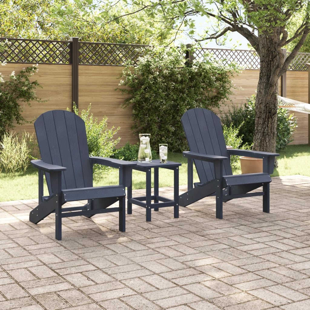 Set da Giardino a 3 Pezzi  Blu Navy HDPE