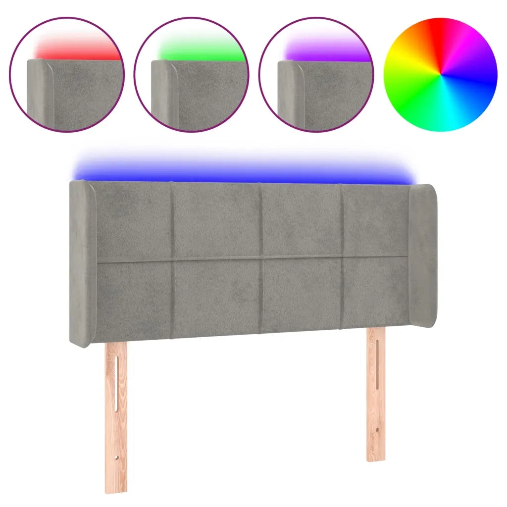 Testiera a LED Grigio Chiaro 83x16x78/88 cm in Velluto 3123266