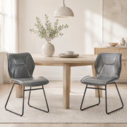 SEDIA da pranzo Set da 2 pezzi in similpelle Grigio con struttura in metallo
