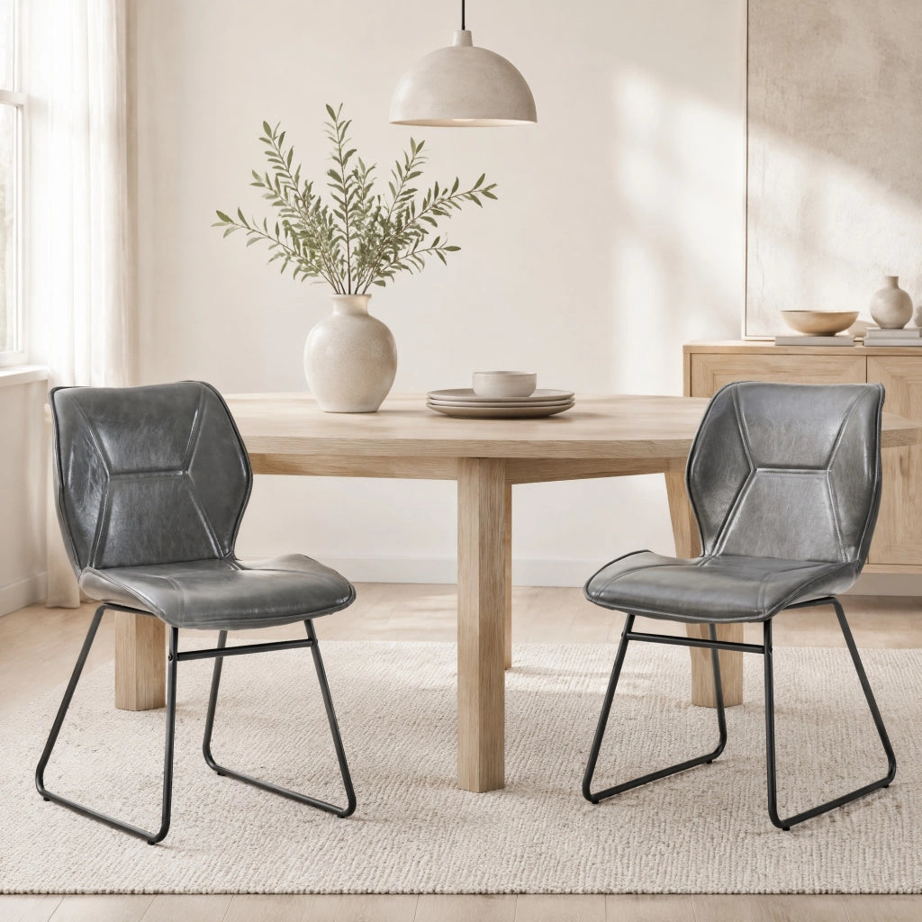 SEDIA da pranzo Set da 2 pezzi in similpelle Grigio con struttura in metallo
