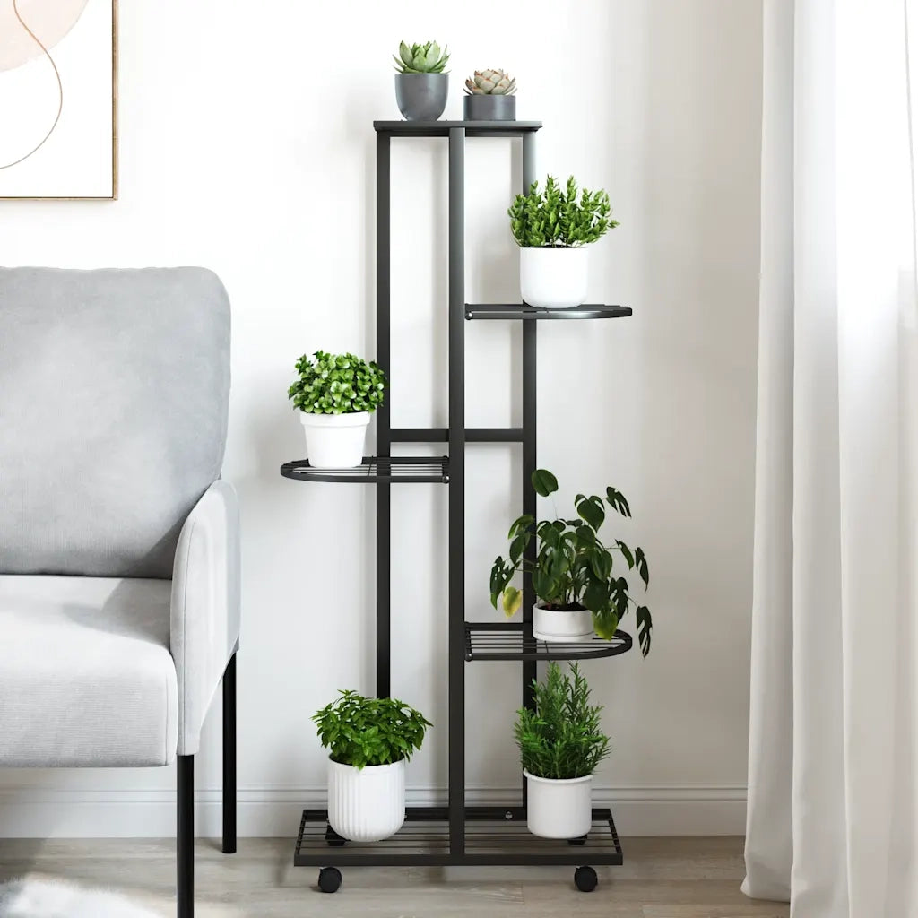 Fioriera a 5 Piani con Ruote 44x23x100 cm Ferro Nero cod mxl 62153