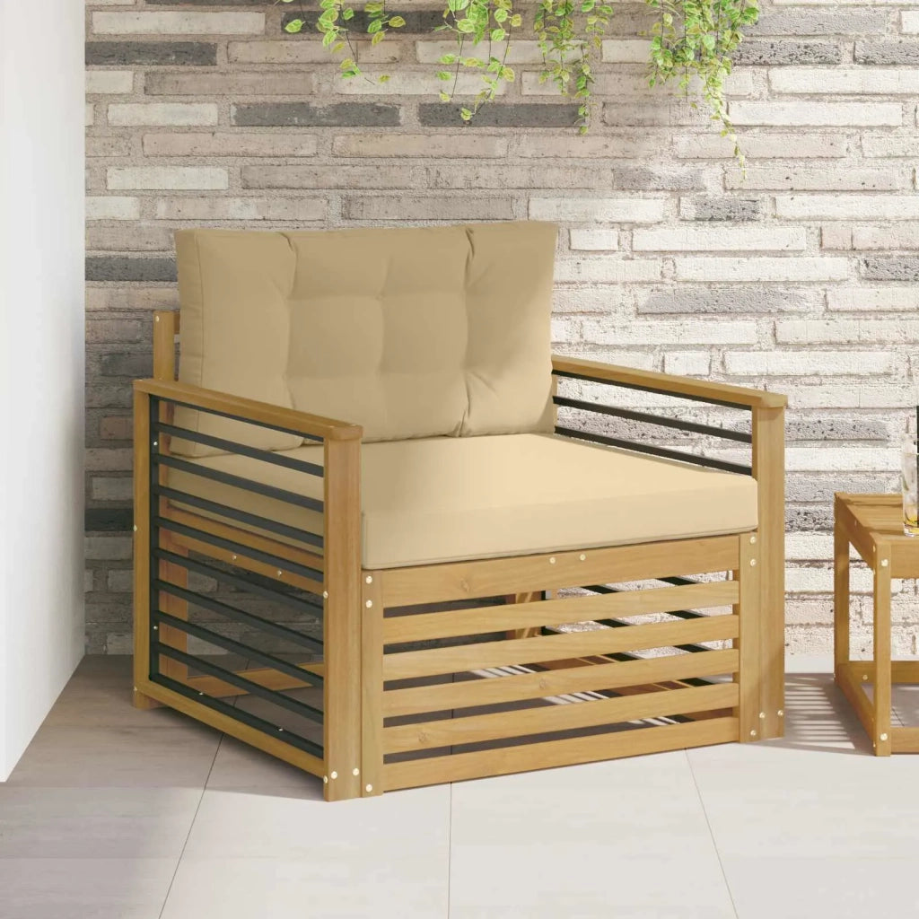 Divano da esterno-Divano da Giardino Poliestere Bianco e beige 774116