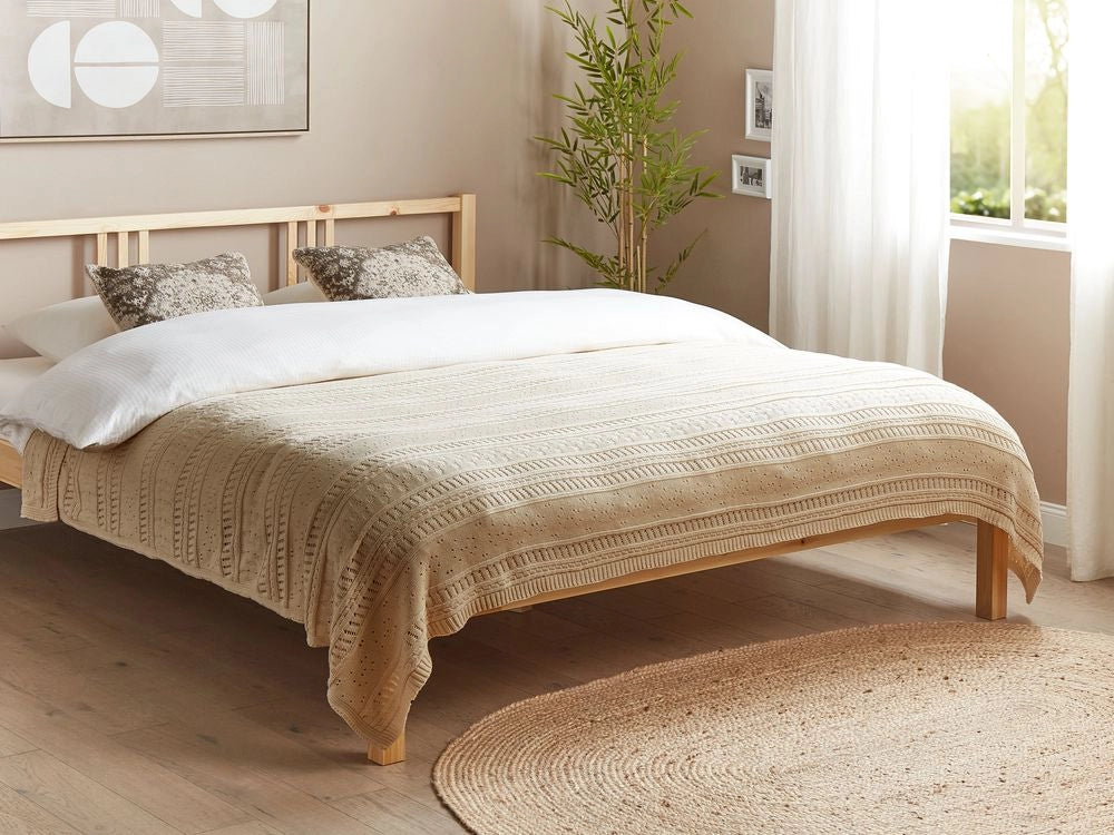 Copriletto Beige Tessuto di cotone 150 x 200 cm Decorativo Biancheria da letto Design Classico Camera da letto