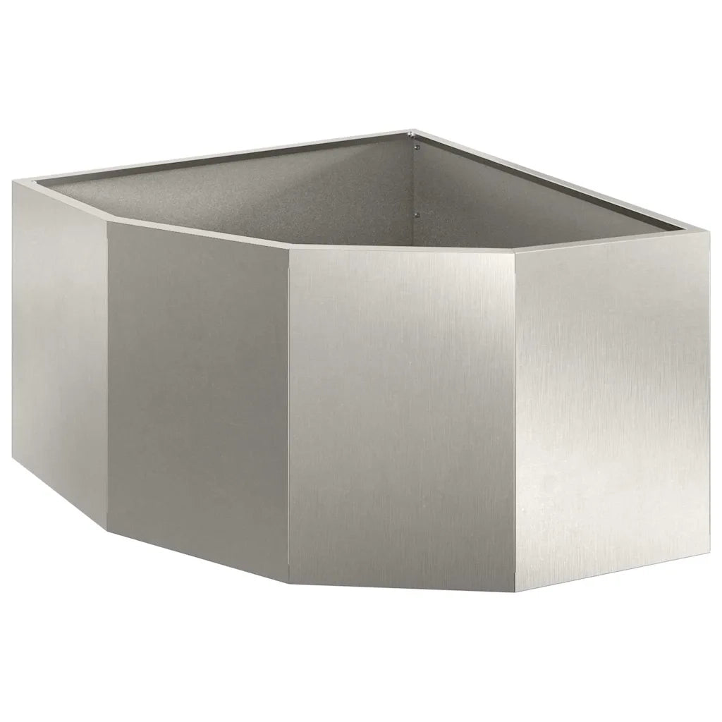 Vaso d'angolo-Fioriera-Contenitore per Piante Argento 60 x 60 x 35 cm Acciaio inossidabile