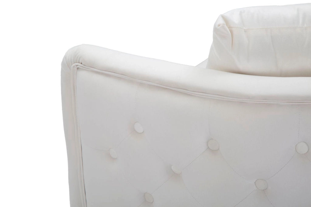 Divanetto Bucarest Crema 127x74x73 cm Legno e Spugna e Tessuto e Metallo Crema e Oro