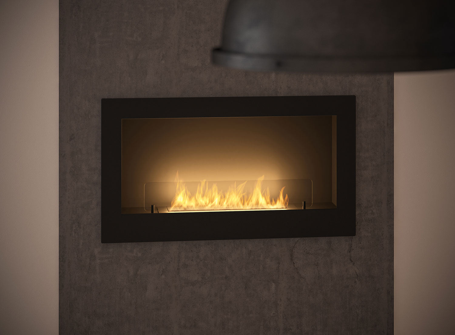 Camino a Bioetanolo da Parete 90x50 cm Inside 900 Nero con Vetro