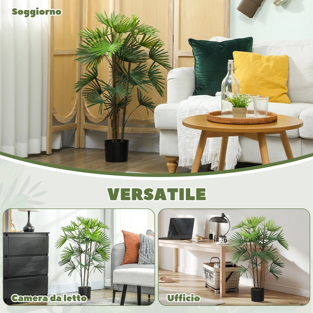 Palma Artificiale Verde con Vaso ¨C Zephmum ¨C 90 cm 24 foglie ?16.5x13.5 cm