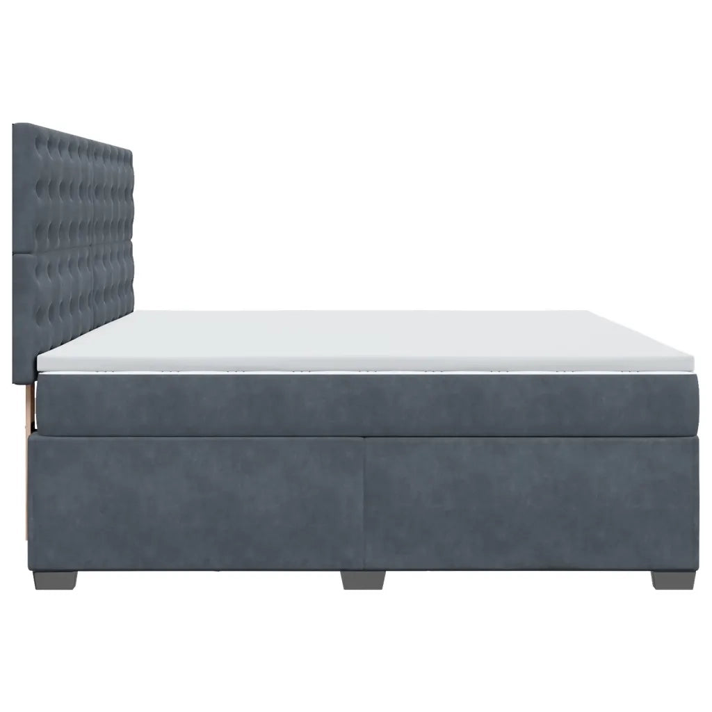 Giroletto a Molle con Materasso Grigio Scuro 200x200 cm Velluto 3291015