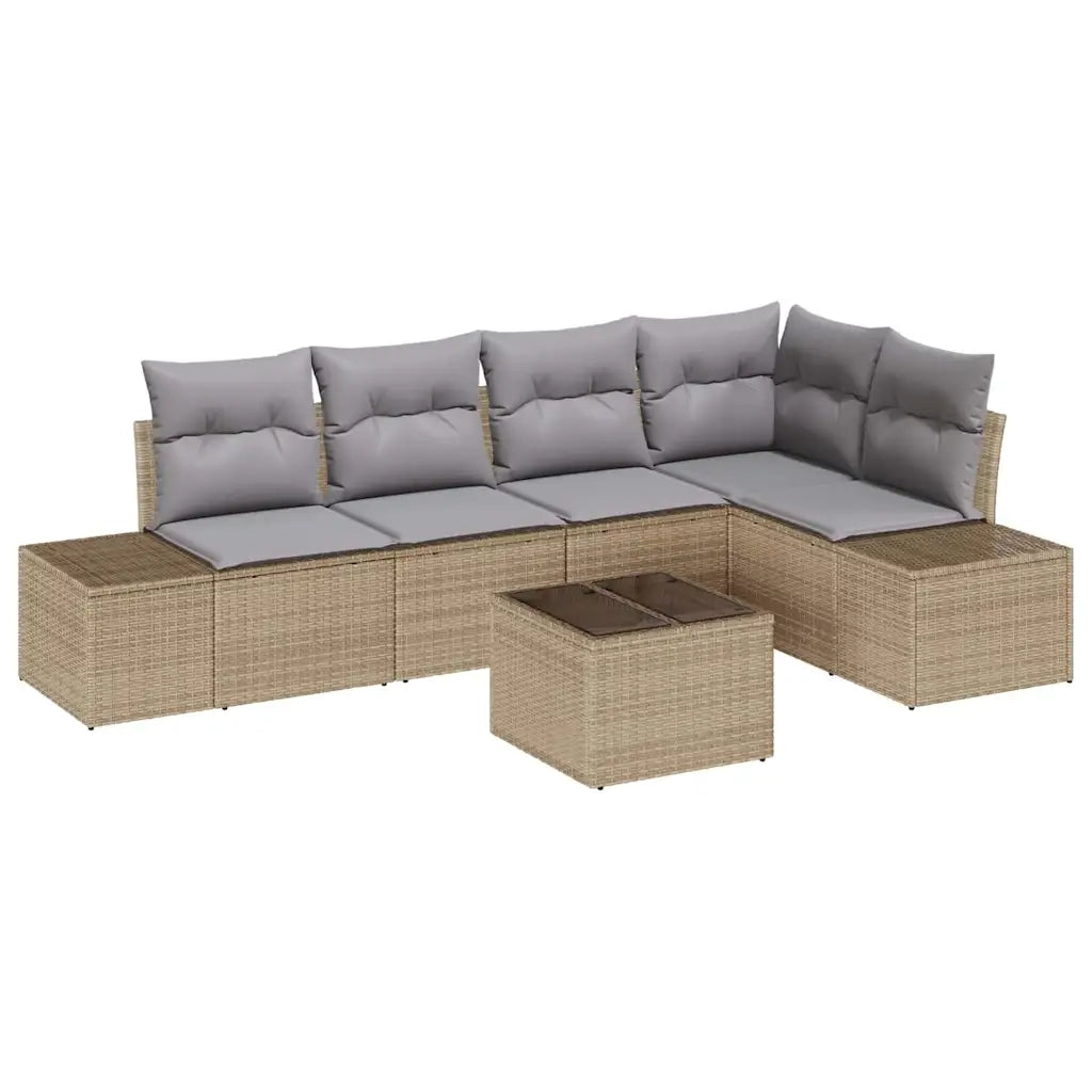 Set Divano da Giardino Beige e Grigio Chiaro polyrattan
