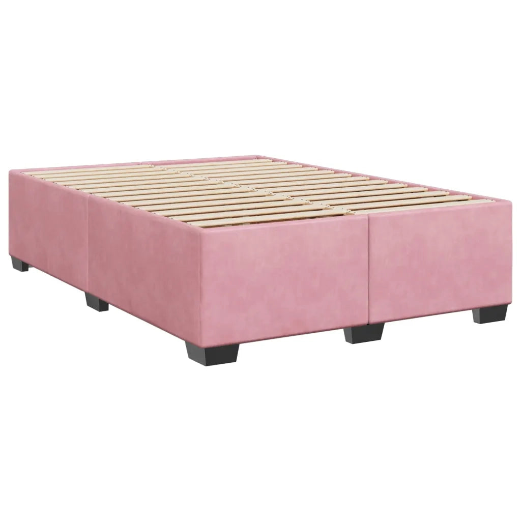 Giroletto a Molle con Materasso Rosa Scuro 140x200cm in Velluto