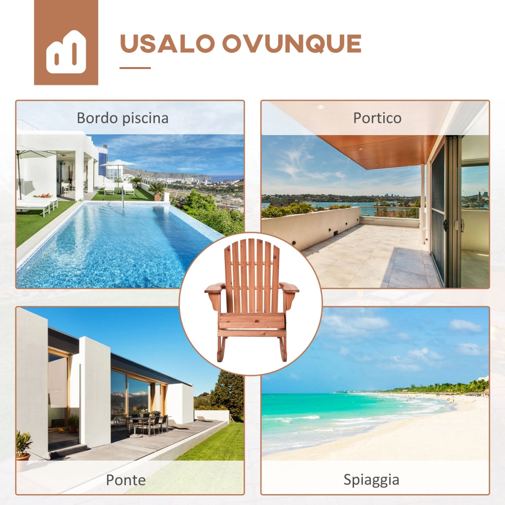 Sedia a Dondolo Adirondack ¨C Zephmum ¨C Legno Teak 77x94x97cm