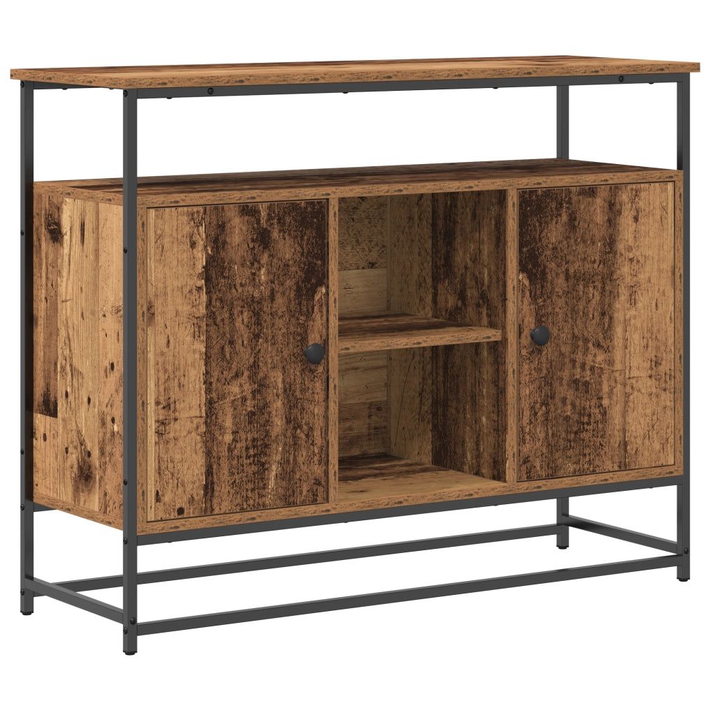 Credenza in Legno Antico 100x35x80 cm in Legno Ingenerizzato e Acciaio