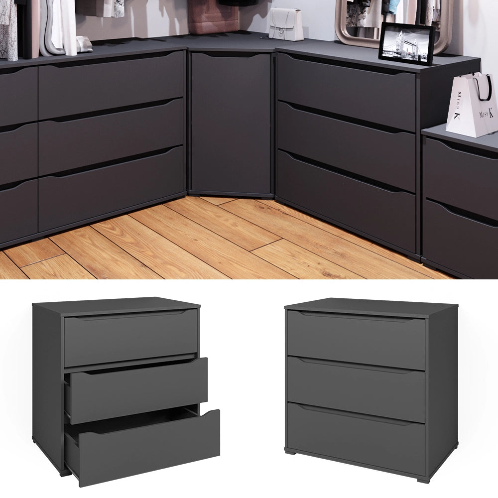 Vicco Cassettiera per camera da letto Antracite 48 x 77.6 cm con 3 cassetti
