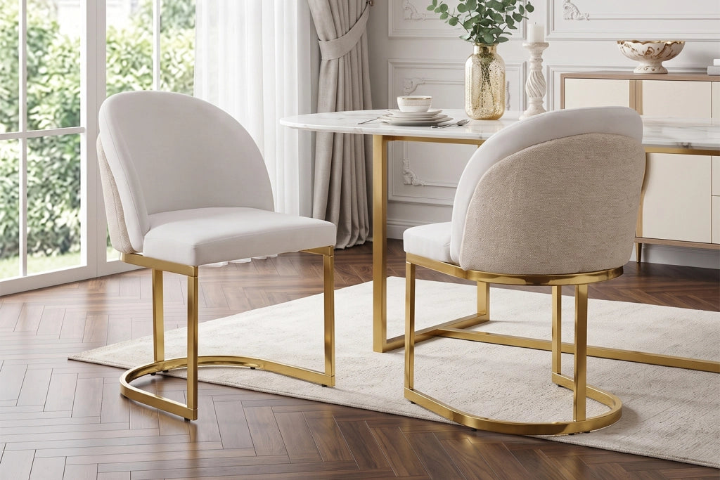 SEDIA da pranzo Set da 6 pezzi 59x52x85 cm Chenille Beige e Oro