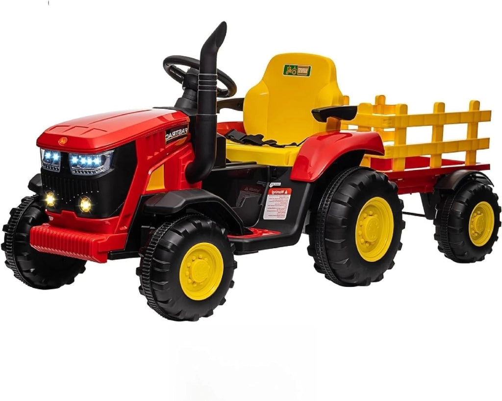 Trattore elettrico da 12V per bambini; con rimorchio staccabile