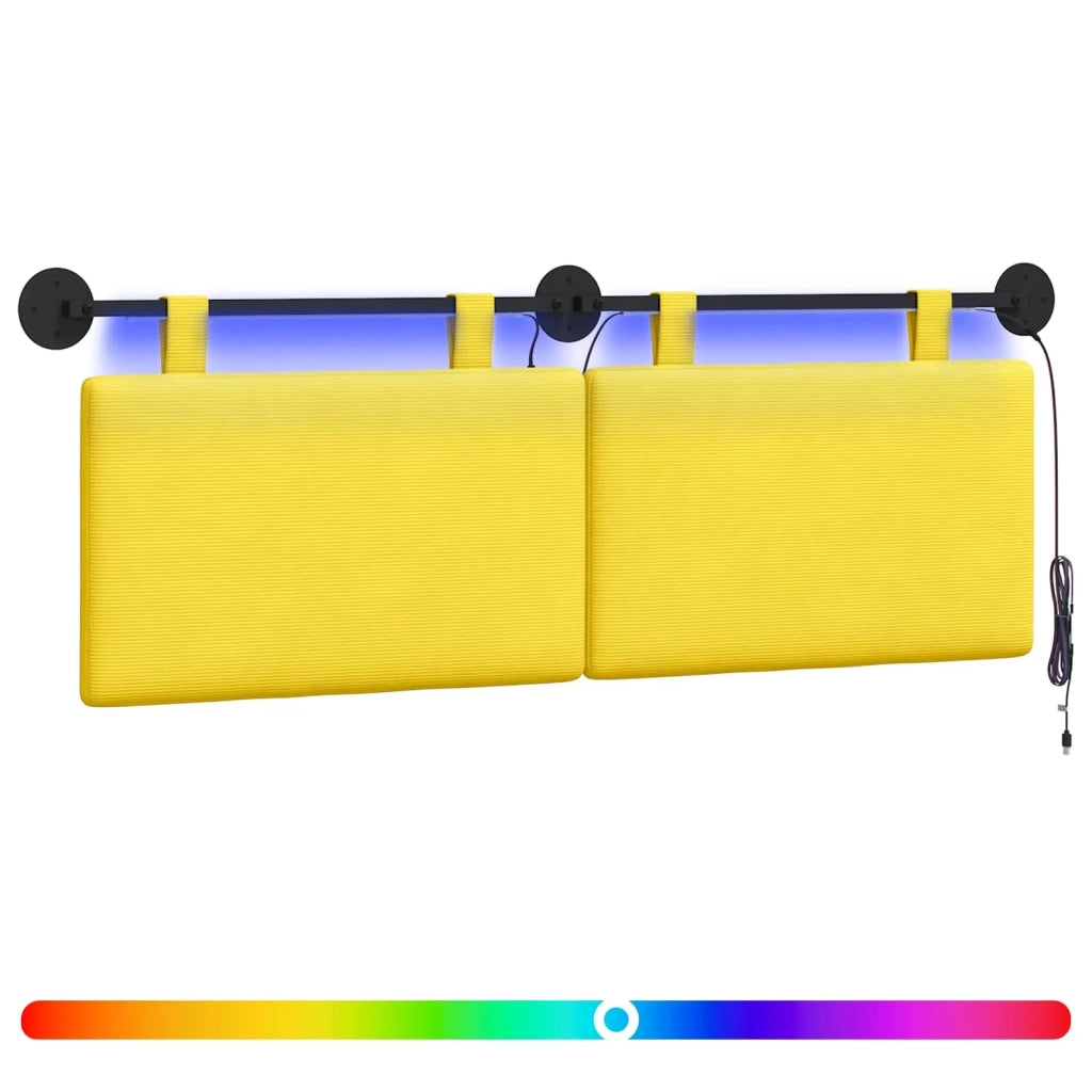 Testiera | Testata sospesa Con luce LED Giallo Chiaro Tessuto in Cords