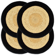Tovagliette 4 pz Naturale e Nero 38 cm in Juta e Cotone cod mxl 68578
