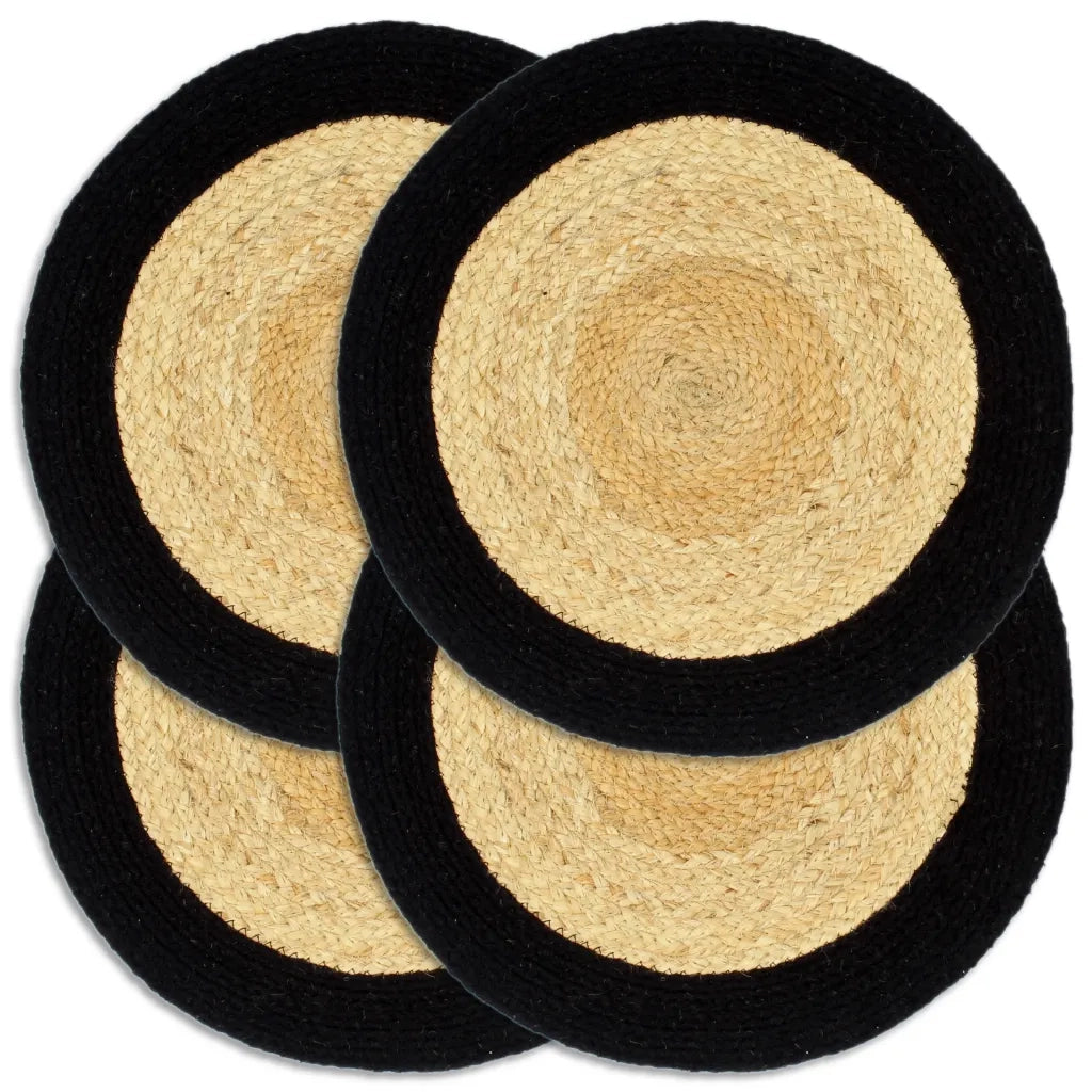 Tovagliette 4 pz Naturale e Nero 38 cm in Juta e Cotone cod mxl 68578