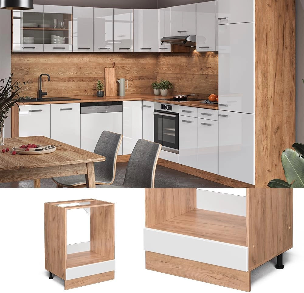 Mobile per forno da incasso R-Line, Bianco lucido, 60 cm senza piano di lavoro, per la libera combinazione all'interno di sistemi cucina modulari