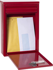 Bussola Postale Zaguán E5756 Acciaio Inox - Formato DIN A5 - Impermeabile - Rosso - Etichetta Nome Bussola Postale