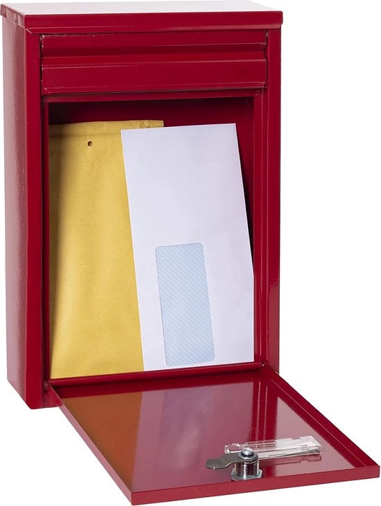 Bussola Postale Zaguán E5756 Acciaio Inox - Formato DIN A5 - Impermeabile - Rosso - Etichetta Nome Bussola Postale