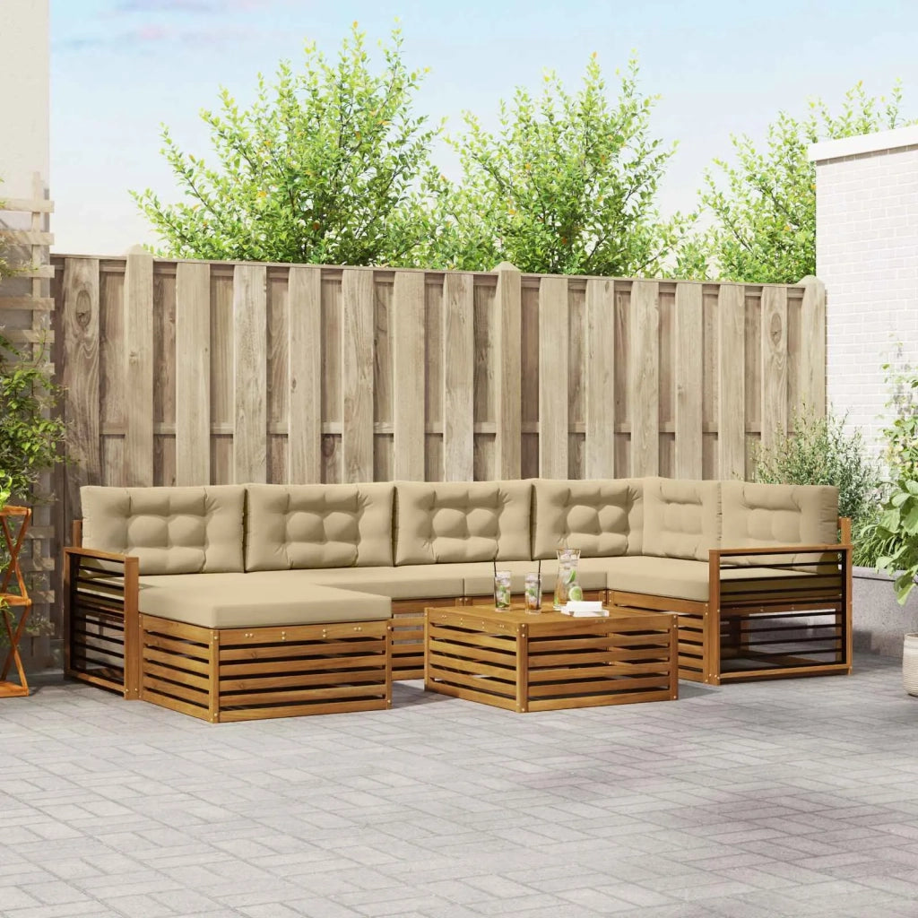 Set di divani da esterno con cuscino 7 pcs Naturale e Beige 3373793