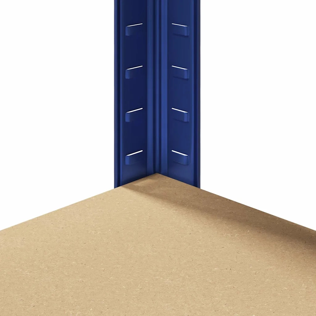 Mensola Angolare 5 Strati Blu in Acciaio e Legno Multistrato 4016964