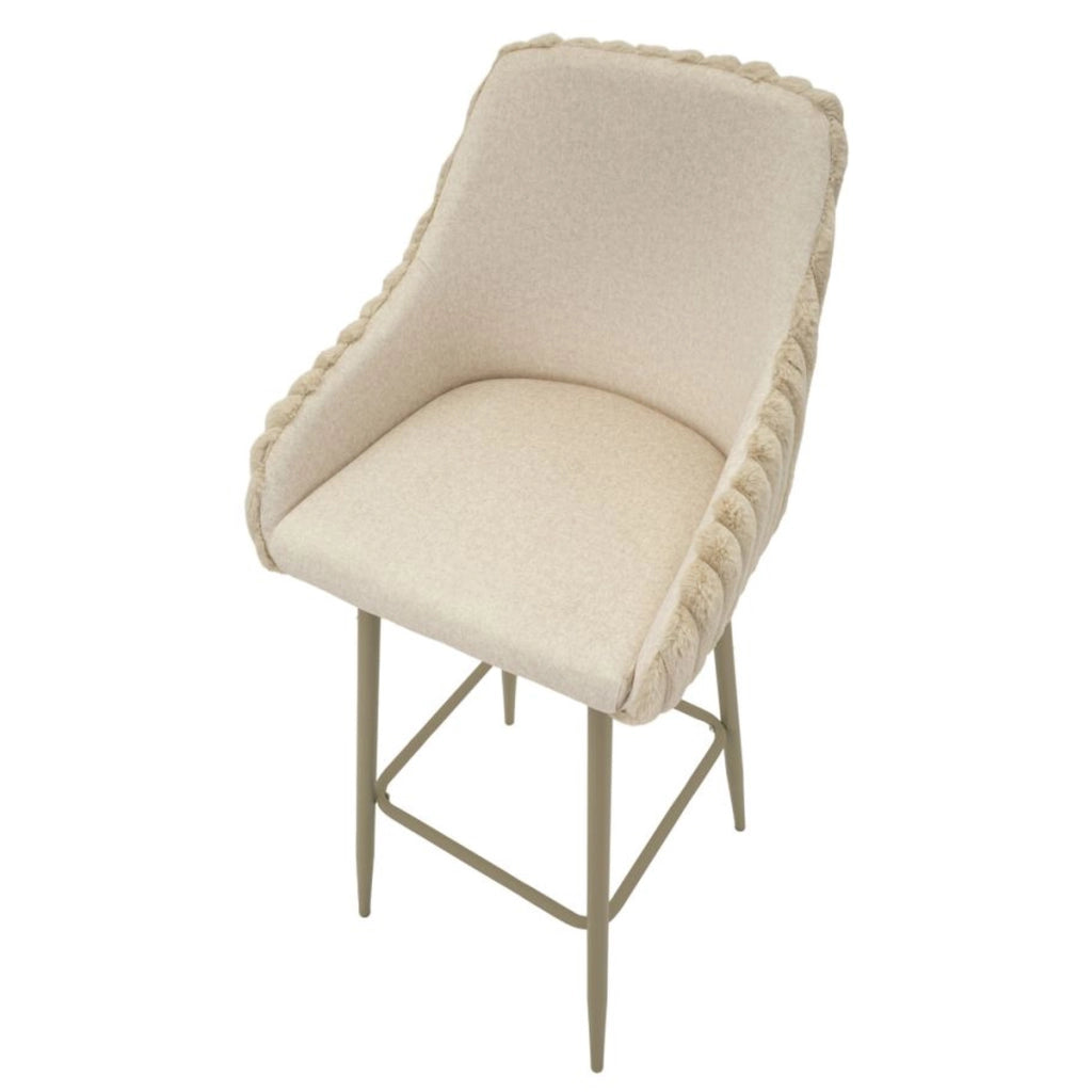 Set di 2 Sgabelli Alti VKH881, Beige, Poliestere, 52x46x111 cm