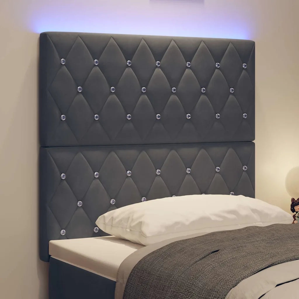 Testiera LED con strisce LED Grigio scuro 100 cm Velluto 3338355