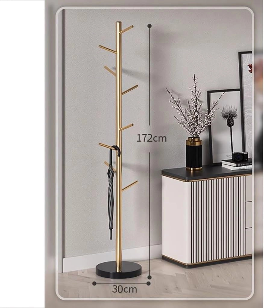 Appendiabiti, Appendiabiti in Metallo indipendenti, Appendiabiti a Forma di Albero con 8 Ganci e Base in Marmo Naturale Stabile, per Borsa, Cappello, Sciarpa, Giacca (B)