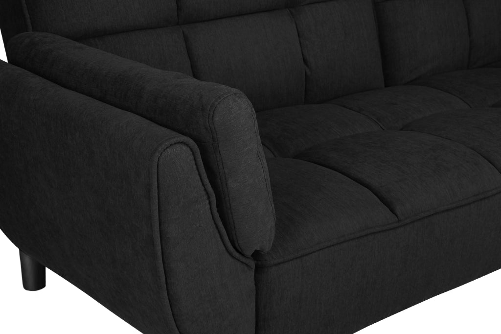 Divano letto clic clac in tessuto nero piede nero divano 3 posti - Ambra - DL-AM10FBC-PLN