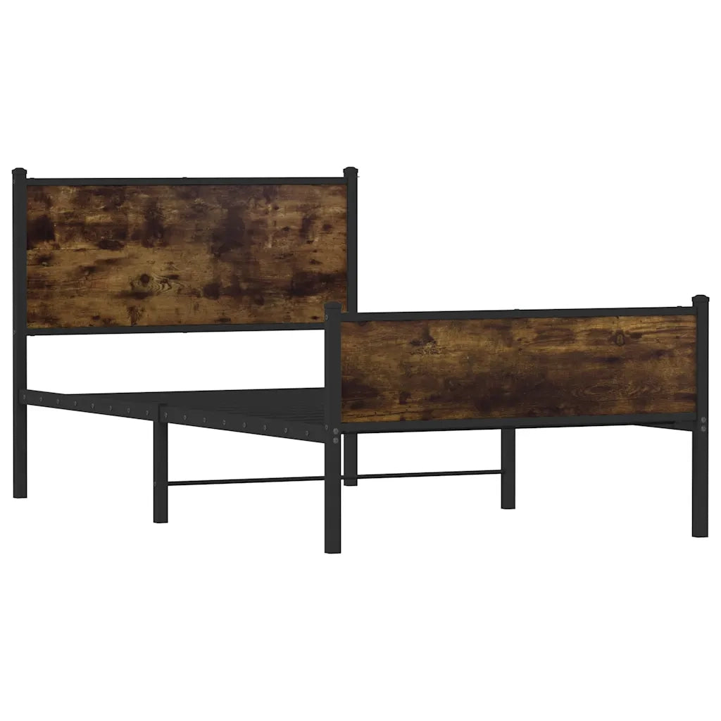 Letto singolo | Letto per adulti | Giroletto senza Materaso in Metallo Rovere Fumo 107x203 cm