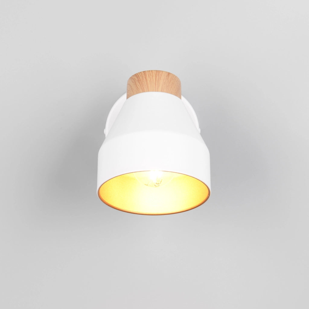 SPOT E14 VALENTIN H14CM BIANCO/LEGNO/ORO