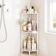 Douche con Scaffale a 3 Livelli in Acciaio Inox con Dispensatore di Sapone e Ganci - Piattaforma di Doccia Spaziale Risparmiatrice di Spazio