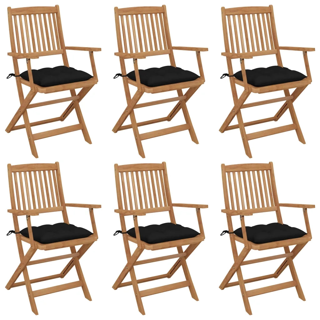 Sedie da Giardino Pieghevoli 6 pz con Cuscini Massello Acacia cod mxl 38910