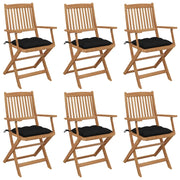 Sedie da Giardino Pieghevoli 6 pz con Cuscini Massello Acacia cod mxl 38910