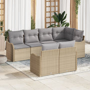 Set Divani Giardino 7 pezzi con Cuscini Beige Polyrattan