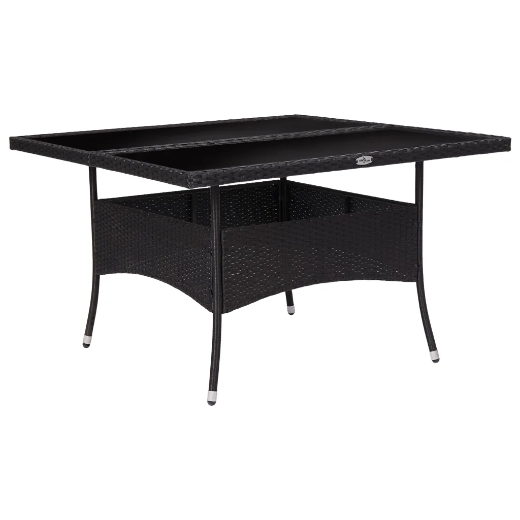Set da Pranzo da Giardino 9 pz in Polyrattan e Vetro Nero 3058532