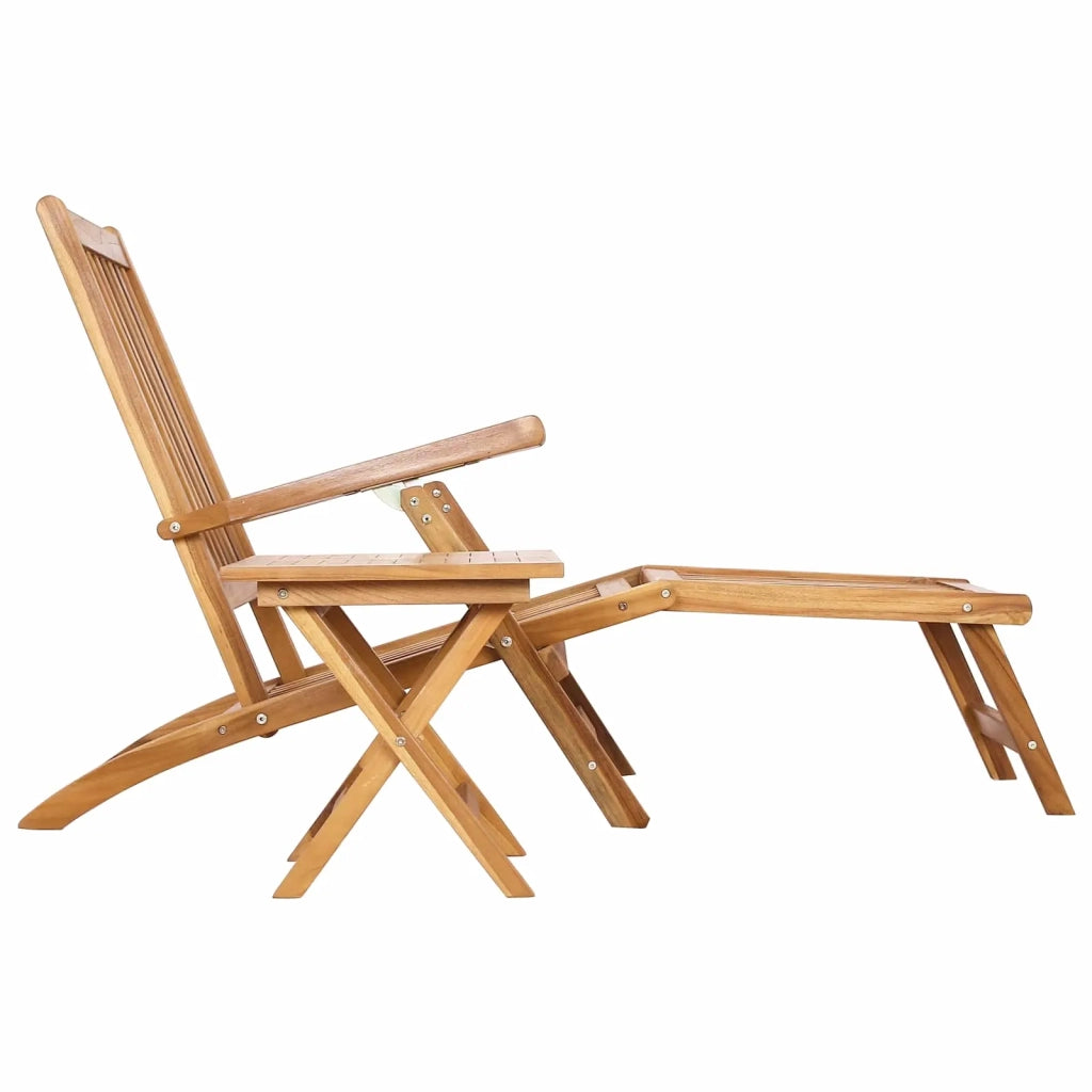 Sedia a sdraio pieghevole con tavolo 2 pcs Naturale 3426520